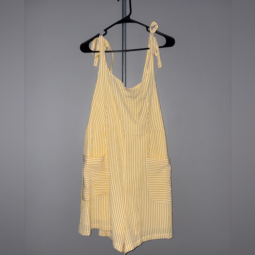 Yellow Striped Sleeveless Romper